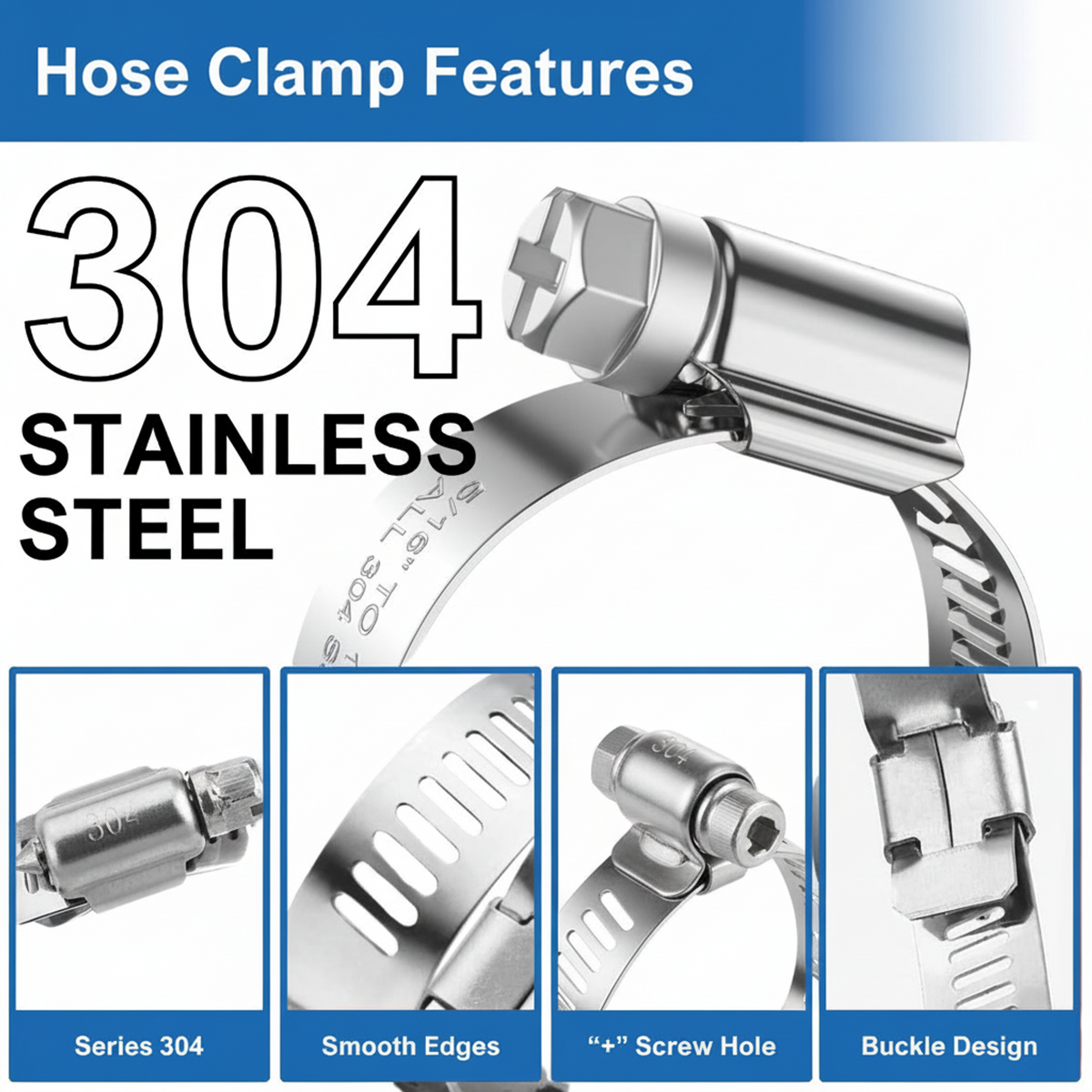 #4MP Stainless Steel Hose Clamp w/ Zinc Plated Screw 10/box