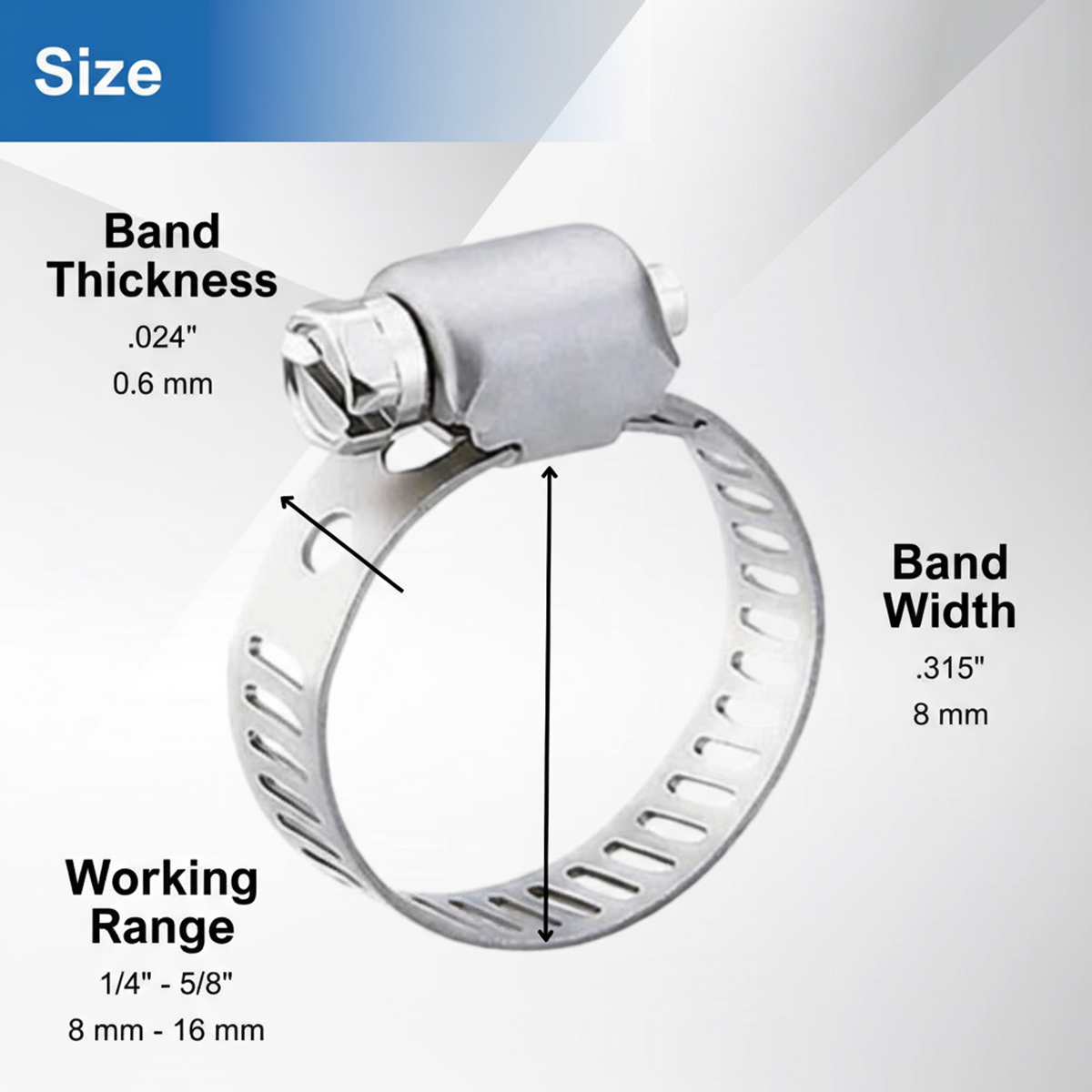 #4MP Stainless Steel Hose Clamp w/ Zinc Plated Screw 10/box