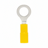 24-20 AWG Yellow Vinyl Insulated Butted Seam #10 Ring Terminals, 100/bag