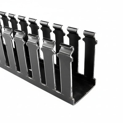 HellermannTyton 181-00550 Slotted Wall Wiring Duct, 1.5" X 3", Non-Adhesive, PVC, Black, 120ft/Carton