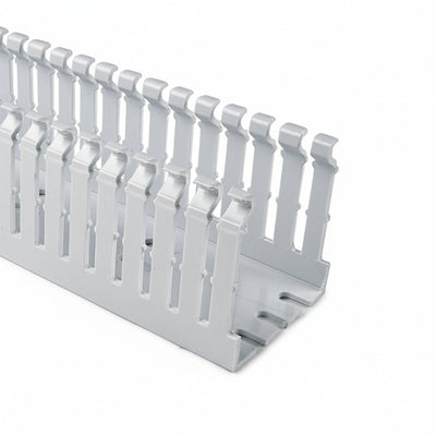 HellermannTyton 181-00655 High Density Slotted Wall Wiring Duct, 3" X 2" Adhesive, PVC, White, 120ft/Carton