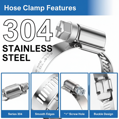 #12 Stainless Steel Hose Clamp w/ Zinc Plated Screw 10/box