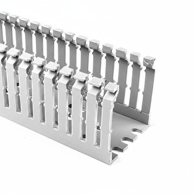 HellermannTyton 184-21002 High Density Slotted Wall Wiring Duct, 2" X 1", Non-Adhesive, PVC, Gray, 120ft/Carton