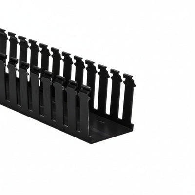 HellermannTyton 184-22056 High-Density Slotted-Wall Wiring Duct, 4" x 3", Non-Adhesive, PVC, Black, 30ft/box