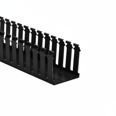 HellermannTyton 184-32002 High Density Slotted Wall Wiring Duct, 3" X 2", Non-Adhesive, PVC, Black, 30ft/Box
