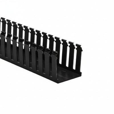 HellermannTyton 184-33014 High Density Slotted Wall Wiring Duct, 3" X 3", Non-Adhesive, PVC, Black, 30ft/Box