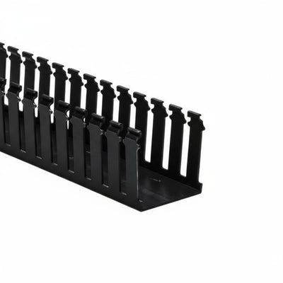HellermannTyton 181-00154 High Density Slotted Wall Wiring Duct, 4" X 3", Adhesive, PVC, Black, 120ft/Carton