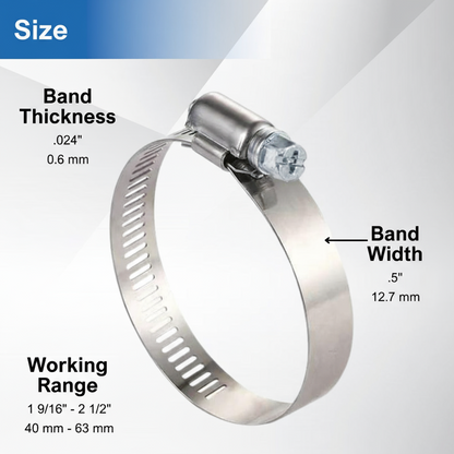 #32P Stainless Steel Hose Clamp w/ Zinc Plated Screw 10/box