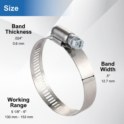 #88P Stainless Steel Hose Clamp w/ Zinc Plated Screw 10/box