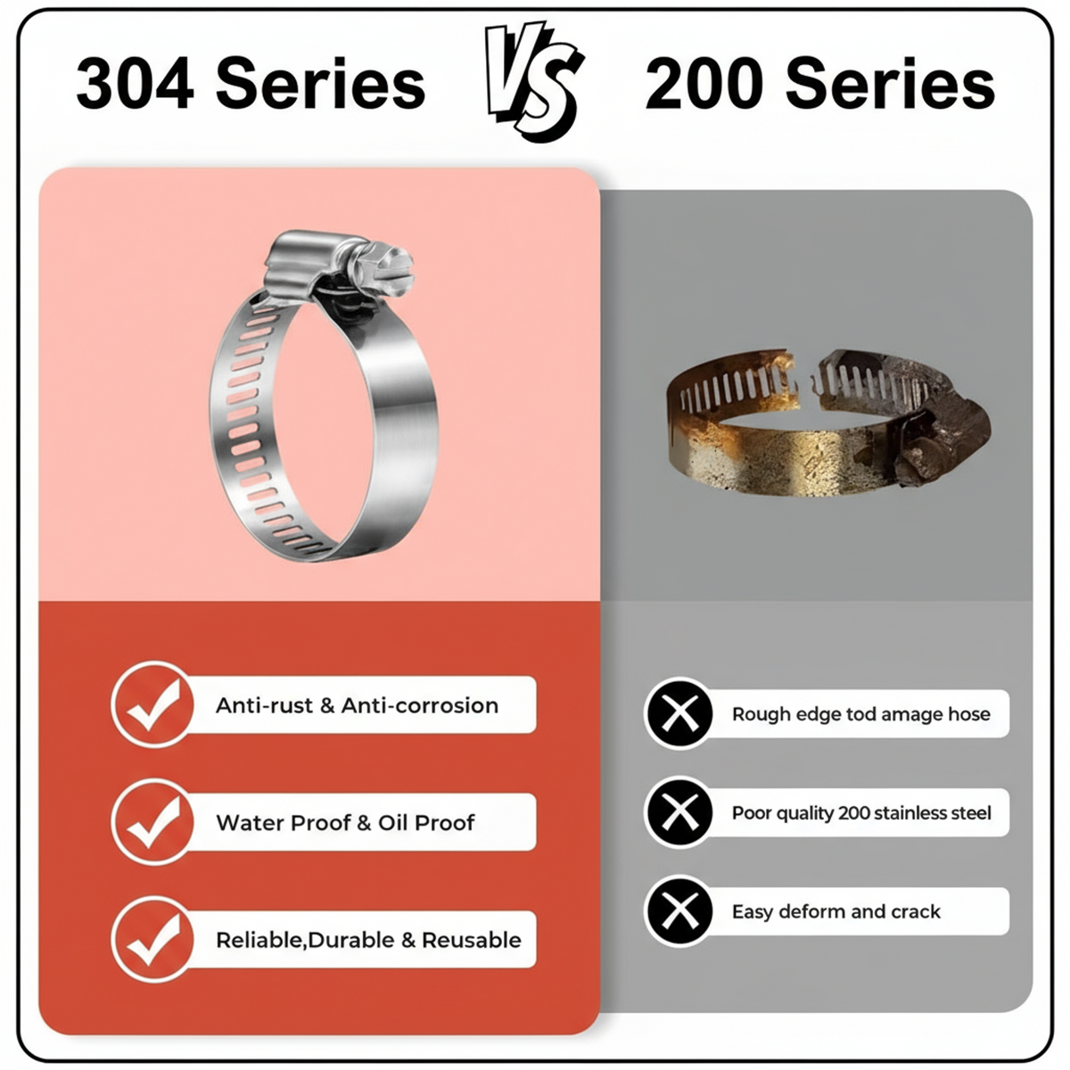 #88P Stainless Steel Hose Clamp w/ Zinc Plated Screw 10/box