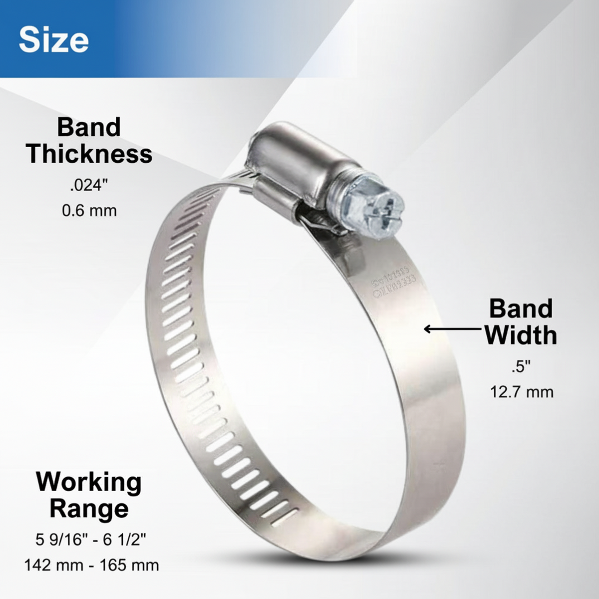 #96P Stainless Steel Hose Clamp w/ Zinc Plated Screw
