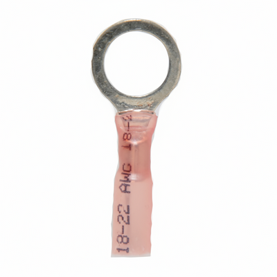 22-18 AWG Heat Shrink - Crimp & Seal 3/8" Stud Ring Terminal 100/Bag