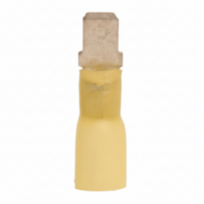 12-10 AWG Yellow Polyolefin Insulated Heat Shrink Disconnect Terminals, 100/bag