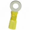 12-10 AWG Yellow Polyolefin Insulated Heat Shrink 3/8 Ring Terminals, 100/bag