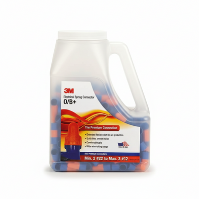 3M O/B+ Performance Plus Wire Connectors, 22-12 AWG, Orange/Blue, 500/Jug
