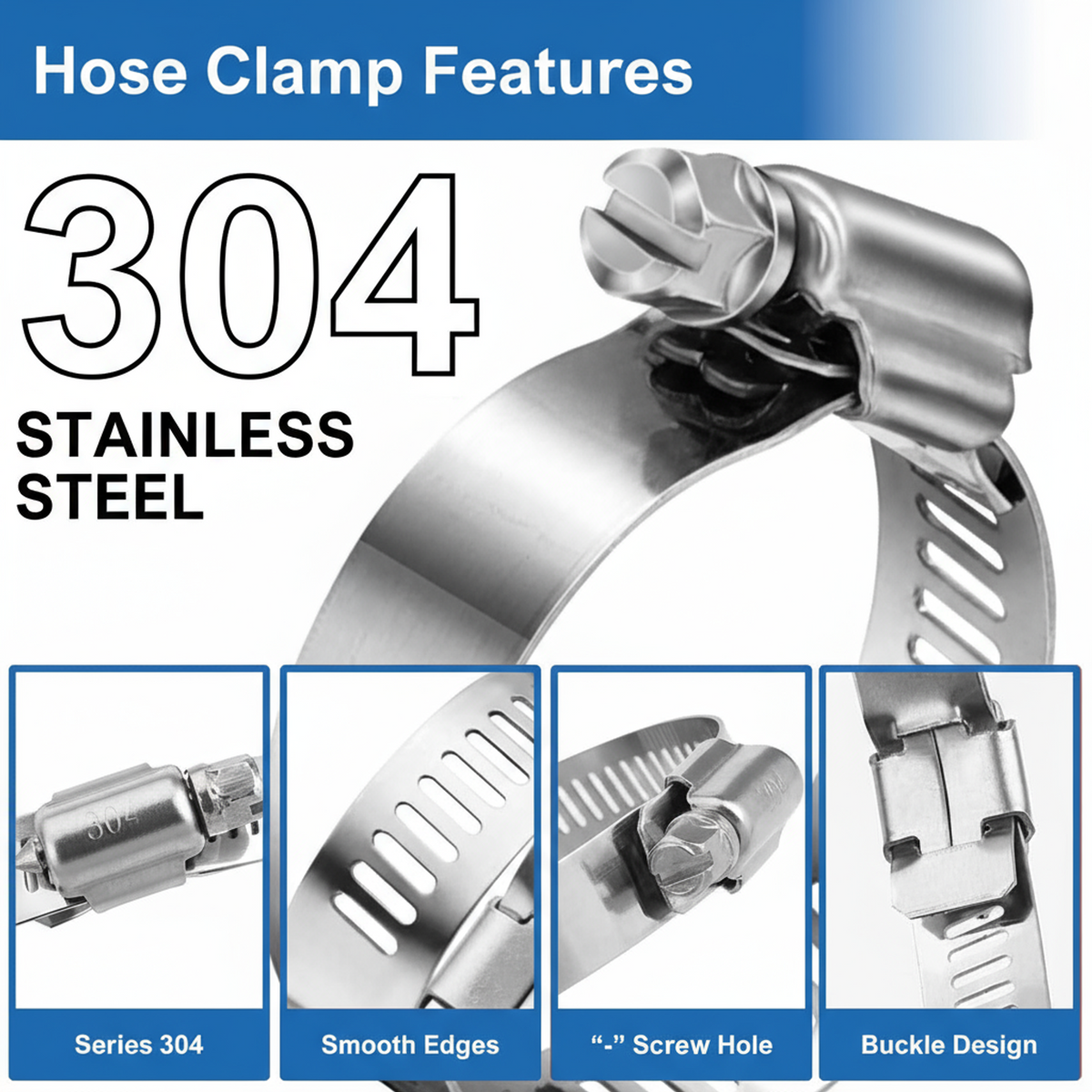 #12S All Stainless Steel Hose Clamp 10/box