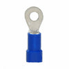 6 AWG Blue Vinyl Insulated Butted Seam 1/4 Ring Terminals 100/bag