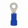 16-14 AWG Blue Vinyl Insulated Butted Seam #6 Ring Terminals, 100/bag