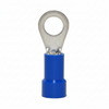 16-14 AWG Blue Vinyl Insulated Butted Seam #10 Ring Terminals 100/bag