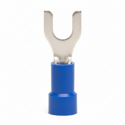 16-14 AWG Blue Vinyl Insulated Butted Seam Spade Terminals, 100/bag