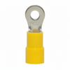 12-10 AWG Yellow Vinyl Insulated Butted Seam #6 Ring Terminals, 100/bag