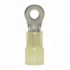 12-10 AWG Yellow Nylon Insulated Butted Seam #6 Ring Terminals, 100/bag