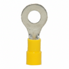 12-10 AWG Yellow Vinyl Insulated Butted Seam 1/4 Ring Terminals, 100/bag