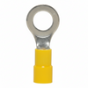 12-10 AWG Yellow Vinyl Insulated Butted Seam 5/16 Ring Terminals 100/bag