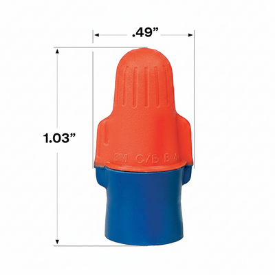 3M O/B+ Performance Plus Wire Connectors, 22-12 AWG, Orange/Blue, 500/Jug