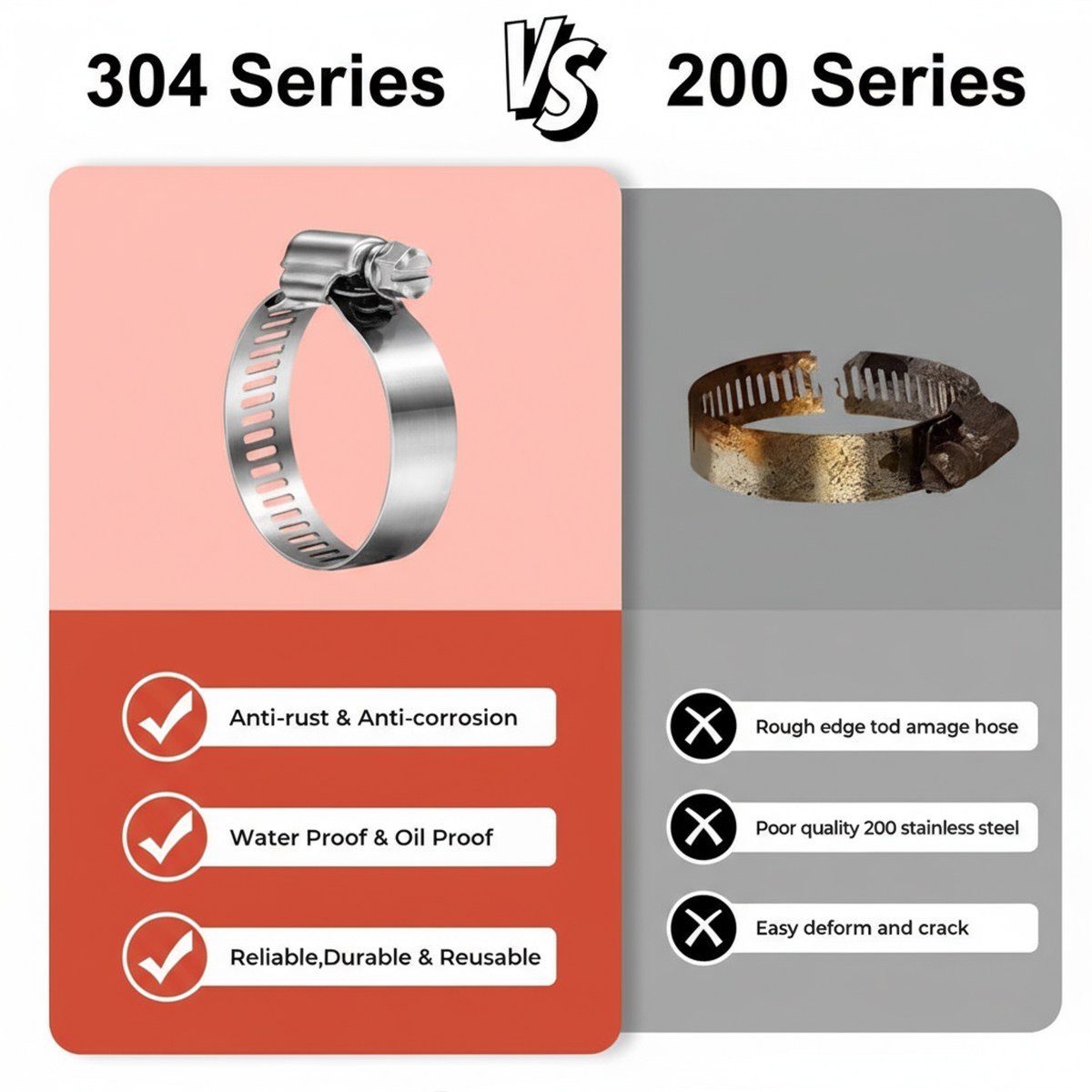 #12S All Stainless Steel Hose Clamp 10/box