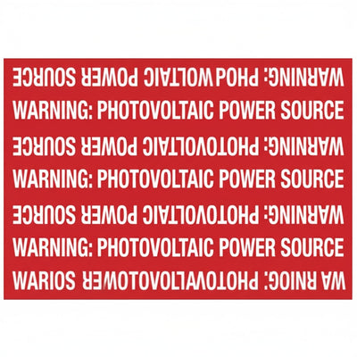 HellermannTyton 596-00208 Solar Marker, Non-Adhesive, WARNING: PV POWER SOURCE, 7.25" x 5", VL, Red, 25/pkg