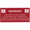 HellermannTyton 596-00234 Solar Label, WARNING GROUNDED CONDUCTORS ENERGIZED..., 4.125" x 2.0", VL, Red, 50/roll
