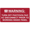 HellermannTyton 596-00235 Solar Label, WARNING TURN OFF PHOTOVOLTAIC PRIOR TO WORKING..., 4.125" x 2.0", VL, Red, 50/roll