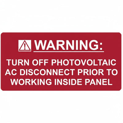 HellermannTyton 596-00235 Solar Label, WARNING TURN OFF PHOTOVOLTAIC PRIOR TO WORKING..., 4.125" x 2.0", VL, Red, 50/roll