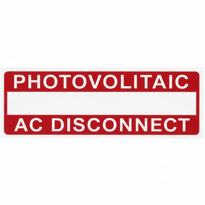 HellermannTyton 596-00237 Solar Label, Printable, 2017 Code, PHOTOVOLTAIC AC DISCONNECT, 3.75" x 1.0", PET, Red, 50/roll