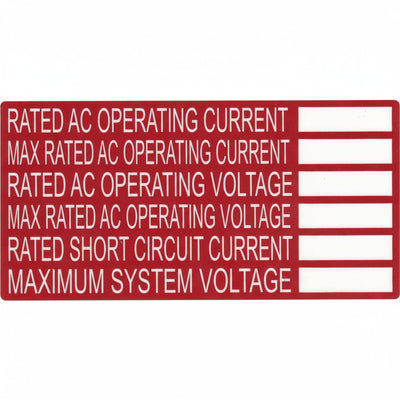HellermannTyton 596-00240 Solar Label, Printable, 2017 Code, DC BACKUP SYSTEM, 4.0" x 2.0", PET, Red, 50/roll
