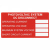 HellermannTyton 596-00241 Solar Label, Printable, DC Rating, 3.75" x 2.0", PET, Red, 50/roll