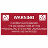 HellermannTyton 596-00258 Solar Label, WARNING ELECTRICAL SHOCK HAZARD, 4.125" x 2.0", VL, Red, 50/roll