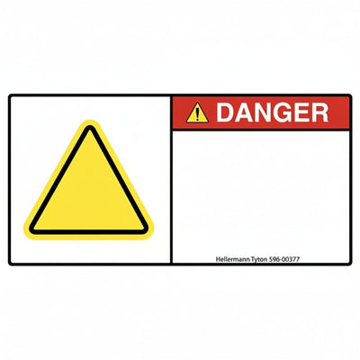 HellermannTyton 596-00377 Pre-Printed Header Label, DANGER, 2.75" x 5.50", PET, Red, 250/roll