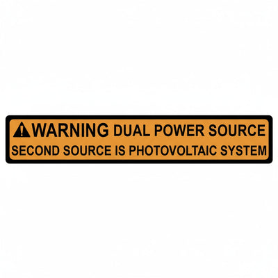 HellermannTyton 596-00495 Solar Label, 2017 Code, WARNING DUAL POWER SOURCE…SYSTEM, 4.125" x .75", VL, Orange, 50/roll