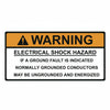 HellermannTyton 596-00498 Solar Label, WARNING GROUNDED CONDUCTORS ENERGIZED..., 4.125" x 2.0", VL, Orange/White, 50/roll