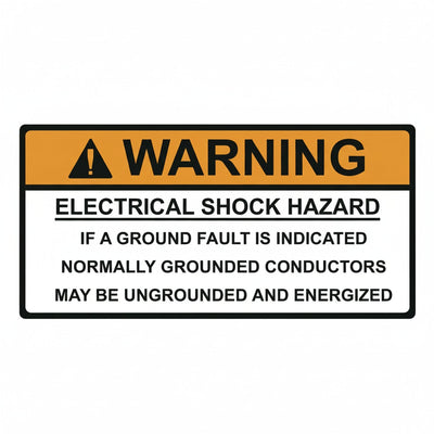 HellermannTyton 596-00498 Solar Label, WARNING GROUNDED CONDUCTORS ENERGIZED..., 4.125" x 2.0", VL, Orange/White, 50/roll