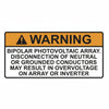 HellermannTyton 596-00590 Solar Label, WARNING BIPOLAR PV ARRAY, 3.75" x 2.0", VL, Orange/White, 50/roll