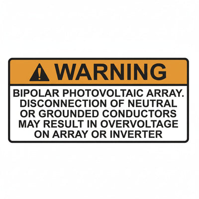 HellermannTyton 596-00590 Solar Label, WARNING BIPOLAR PV ARRAY, 3.75" x 2.0", VL, Orange/White, 50/roll