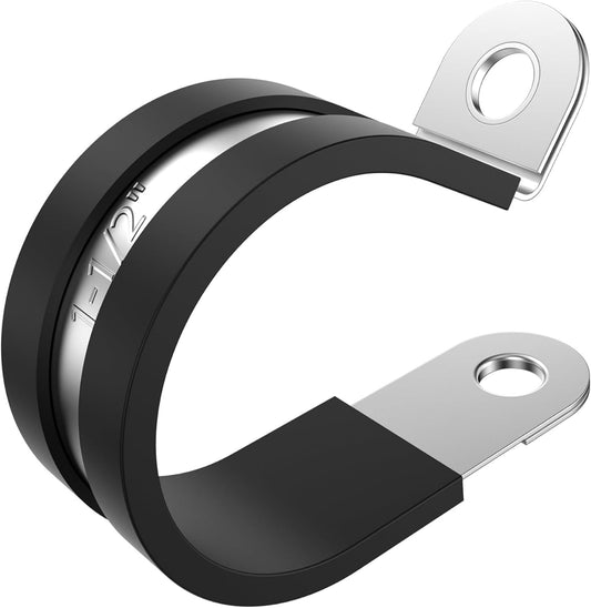 1 1/2" Rubber Lined Steel P-Clamp 100/bag