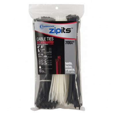 600 Piece Assorted Black & Natural Cable Tie Tube