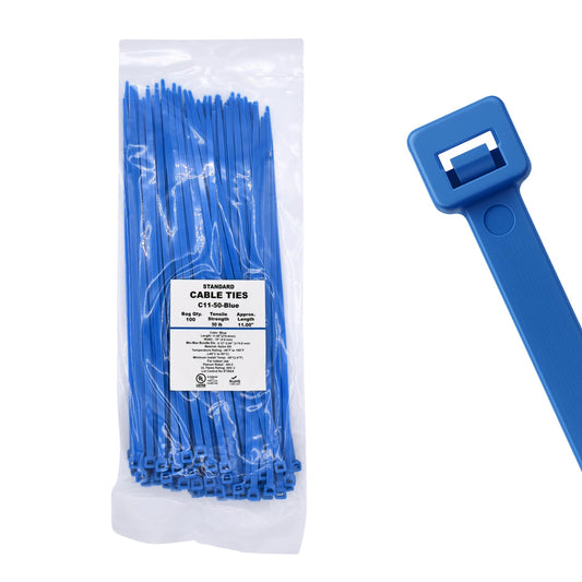 11" 50lb Blue Cable Ties 100/bag Part # C11-50-Blue