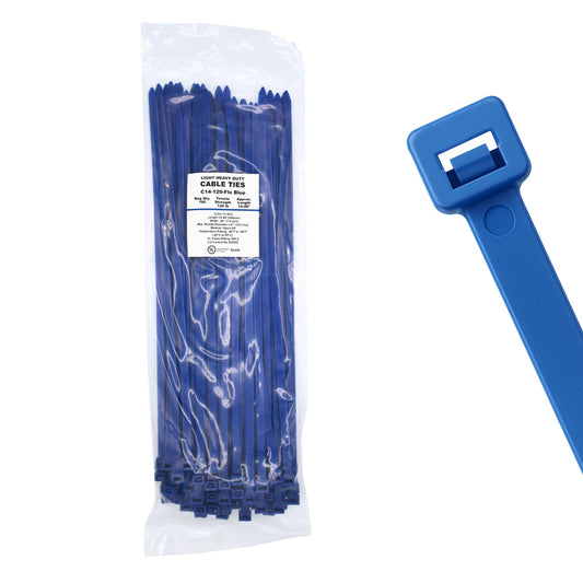 14" 120lb Fluorescent Blue Cable Ties 100/bag Part # C14-120-Flo Blue