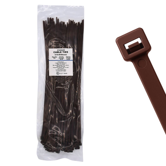 14" 50lb Brown Cable Ties 100/bag Part # C14-50-Brown