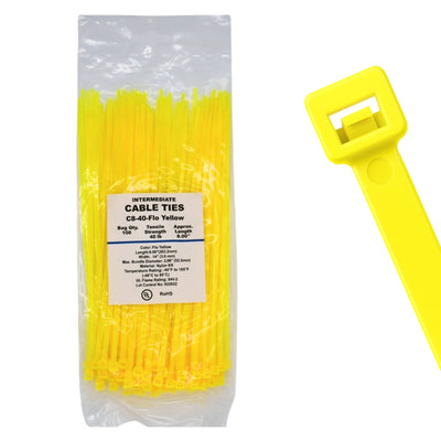 8" 40lb Fluorescent Yellow Cable Ties 100/bag Part # C8-40-Flo Yellow